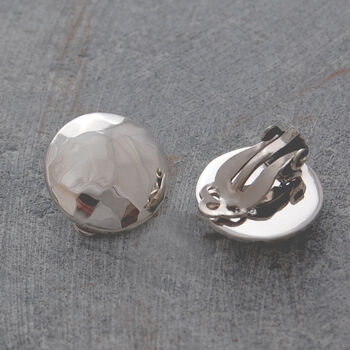 Silver Textured Clip On Ball Earrings, 3 of 4