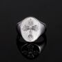 Silver Chunky Cross Ring Stainless Steel Signet Ring For Men, thumbnail 3 of 9
