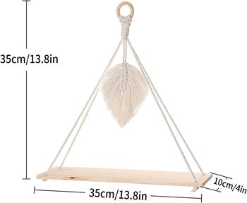 Macrame Wall Hanging Shelf Wooden Handmade Cotton Rope, 4 of 8