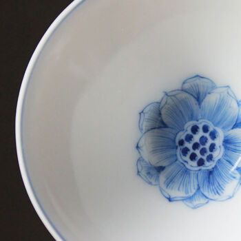 Blue White Porcelain Cup Set Of Two Peony, 3 of 4