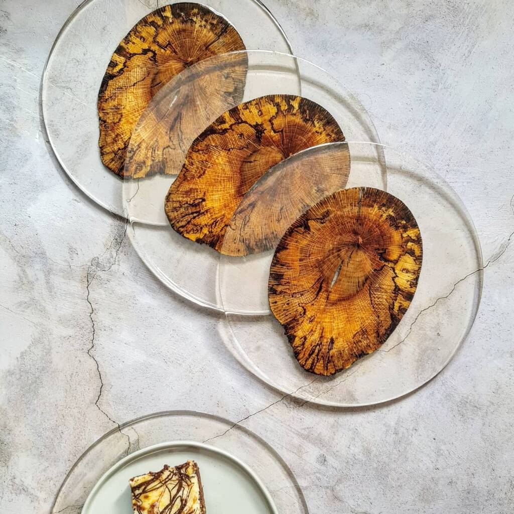 Set Of Four Wood And Resin Placemats, 1 of 2