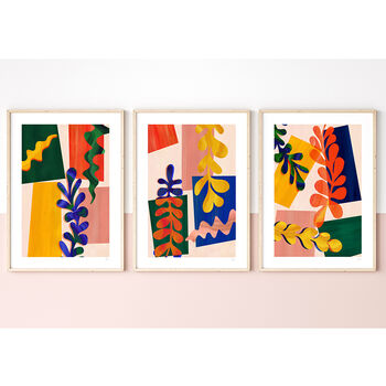 Colourful Abstract Leaf Prints Set Of Three, 2 of 11