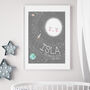 Personalised New Baby Moon And Stars Space Print, thumbnail 6 of 6