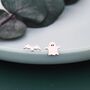 Mismatched Ghost And Bat Stud Earrings In Sterling Silver, thumbnail 3 of 9