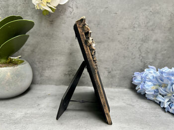 Floral Black And Gold Aged Photo Frame Freestanding 6x4, 3 of 10
