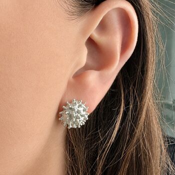 One Of A Kind Coral Reef Inspired Sterling Silver Stud Earrings, 9 of 9