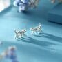 Sterling Silver Cat Skeleton Stud Earrings, thumbnail 2 of 11