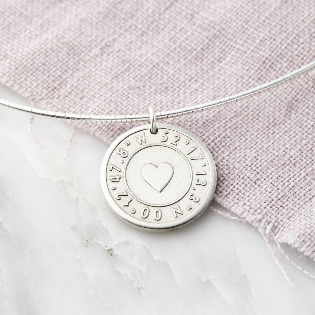 Personalised Silver Coordinate Secret Message Necklace, 1 of 4