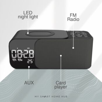 Wireless Charging Bluetooth Speaker With Alarm Clock, 5 of 6