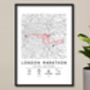 London Marathon Gift, Personalised Finishers Map Print, thumbnail 2 of 3