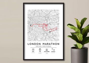 London Marathon Gift, Personalised Finishers Map Print, 2 of 3