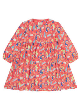 Girls Button Dress | Pink Bunny Hop | Certified Organic, 6 of 6