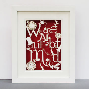 We Are All Mad Paper Cut Wall Art, 5 of 10