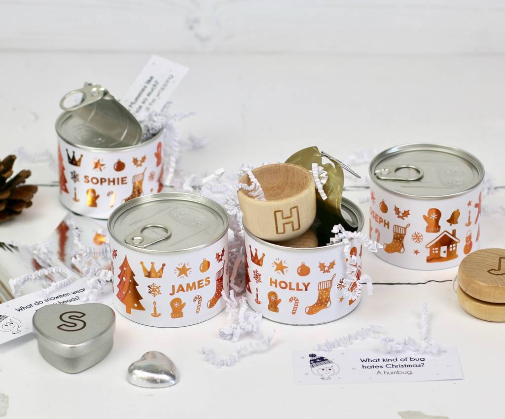 alternative personalised christmas cracker in tin by alternative personalised christmas cracker in tin by