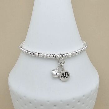 Skinny Bead Bracelet With Heart And Number Charms, 5 of 6