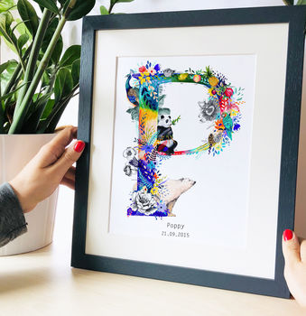 Personalised J To S Bright Wildlife Initials Print, 12 of 12