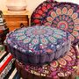 Peacock Print Large Bohemian Floor Meditation Cushion, thumbnail 3 of 8