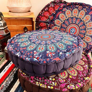 Peacock Print Large Bohemian Floor Meditation Cushion, 3 of 8