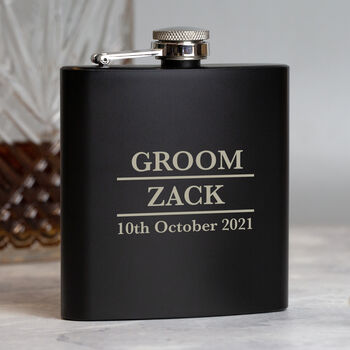 Personalised 6oz Black Best Man Groomsman Hip Flask, 4 of 6