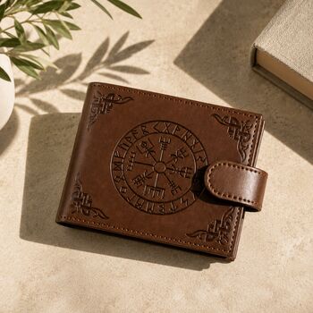 Gifts For Men Viking Brown Faux Leather Wallet For Him, 7 of 7