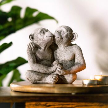 Garden Ornament Kissing Monkey Resin Chimp Stone Effect, 12 of 12