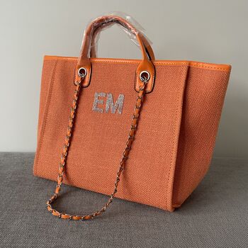 Personalised Coral Large Chain Tote Shoulder Bag, 2 of 8