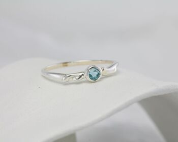 Dainty Round Blue Topaz Ring, 3 of 7