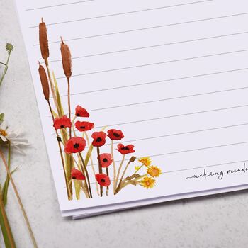 A5 Letter Writing Paper With Poppy Flower Border, 2 of 4