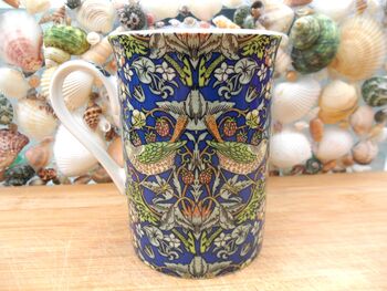 Set Of Six Straight Mugs In Blue Strawberry Thief Design, 9 of 10