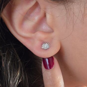 White Topaz April Daisy Sterling Silver Stud Earrings, 3 of 5