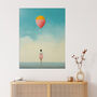 Party For One Girl With Balloon Simple Wall Art Print, thumbnail 1 of 6