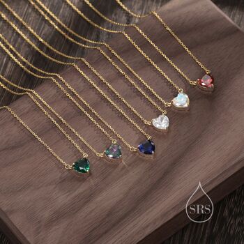 Tiny Cz Heart Pendant Necklace In Sterling Silver, 2 of 12