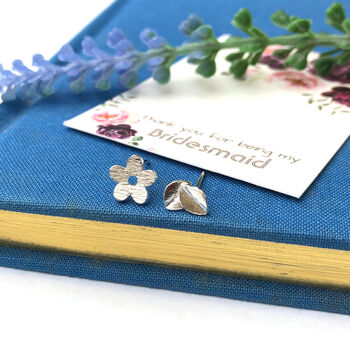 Thank You Bridesmaid Flower And Leaf Mismatched Wedding Earrings, 3 of 12