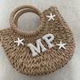 Personalised Ada White Starfish Half Moon Wicker Basket Drawstring Bag, thumbnail 2 of 4