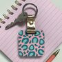 Pink And Teal Mirror Keyring And Uplifting Note, thumbnail 1 of 3
