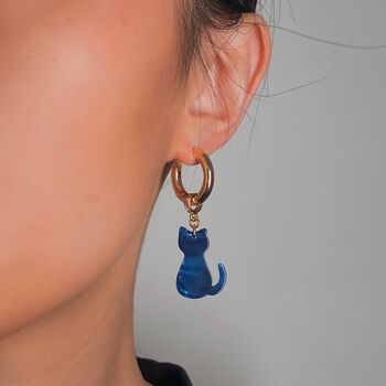 Colour Blocked Cats Hoops Earrings, 3 of 6