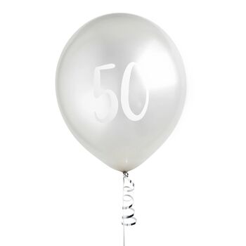 Five Silver 50 Party Balloons, 2 of 2