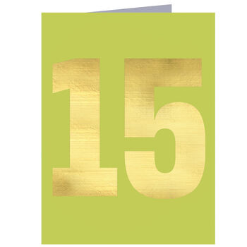 Mini Gold Foiled Number Fifteen Card, 2 of 5
