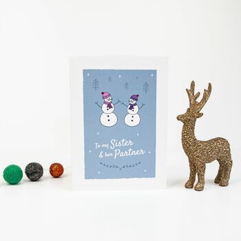 'To My Sister And Her Partner' Christmas Card Snowmen, 7 of 10