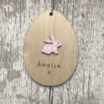Personalised Spotty Bunny Easter Egg Decoration, 2 of 4