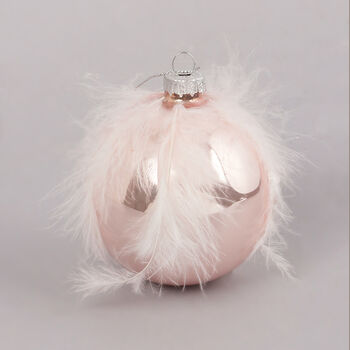G Decor Pink And White Glass Christmas Baubles, 3 of 4