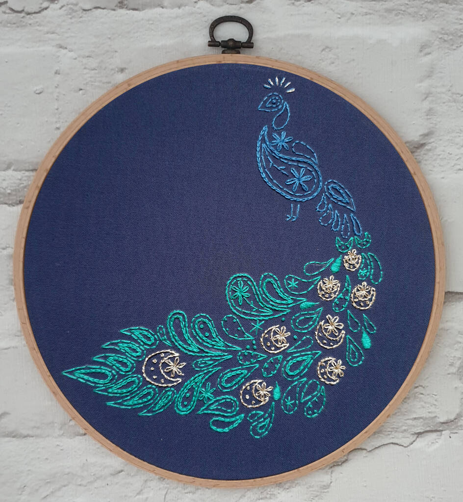 Peacock Embroidery Kit By Paraffle Embroidery
