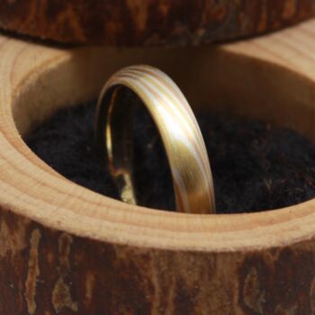 Handmade 18ct Gold And Silver Mokume Gane Wedding Ring, 3 of 5