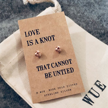 Rose Gold Love Knot Earrings, 2 of 3