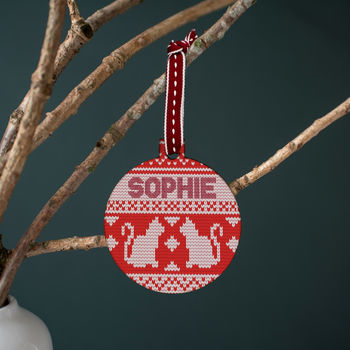 Personalised Cats Christmas Jumper Bauble, 2 of 6