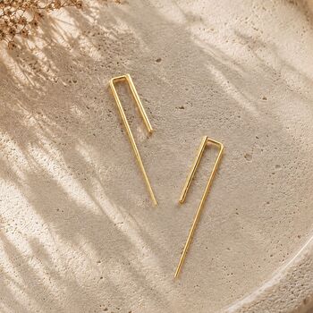 Bar Sterling Silver Linear Drop Earrings, 4 of 5