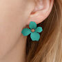 Turquoise Hand Painted Flower Shaped Stud Earrings, thumbnail 1 of 3