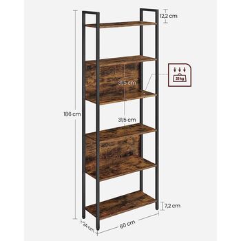 Six Tier Bookshelf Shelf Unit Storage Organiser Rack, 10 of 10