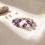 Sterling Silver Open Leaf Ring With Amethyst Gemstones, thumbnail 1 of 5