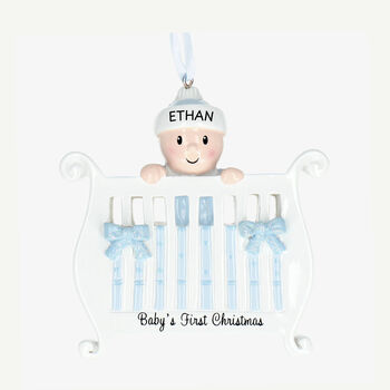 Baby First Christmas Tree Decoration Personalised Name, 3 of 4